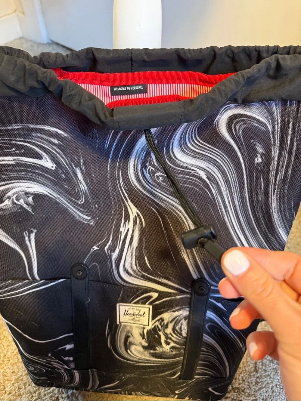Herschel Supply Company Black and White Marble Print Backpack